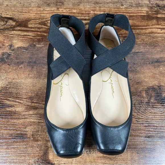 Jessica Simpson Ballet Flat Leather Shoes Stretch Ankle Strap Mandalaye Womens 7 - Picture 3 of 10